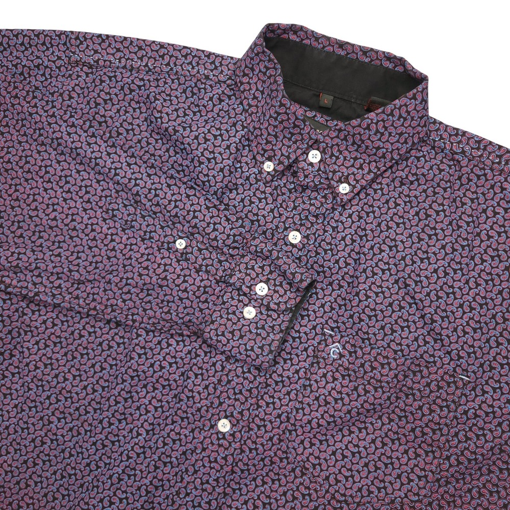 Rafter C Shirt Mens L Purple Paisley Long Sleeve Button Down Western Cotton